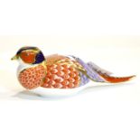 Royal Crown Derby pheasant with silver stopper. P&P Group 2 (£18+VAT for the first lot and £3+VAT