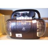 Black GPO PCD299 a 3-in-1 FM/AM Radio, CD and Cassette player with power cable. Not available for