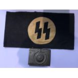 German SS type arm band and belt buckle, P&P Group 1 (£14+VAT for the first lot and £1+VAT for