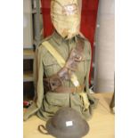 British WWI type Tommy representation set, comprising tunic and equipment includinggas hood and