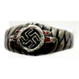 German WWII type Nazi Party signet ring, indistinctly marked inside the shank. P&P Group 1 (£14+