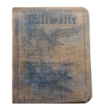 German WWII type canvas bound Luftwaffe Stuka Pilot's identity book. P&P Group 1 (£14+VAT for the