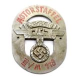 German WWII type NSKK Motor Staffel pressed aluminium badge. P&P Group 1 (£14+VAT for the first