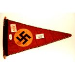 German WWII type party pennant, L: 32 cm. P&P Group 1 (£14+VAT for the first lot and £1+VAT for