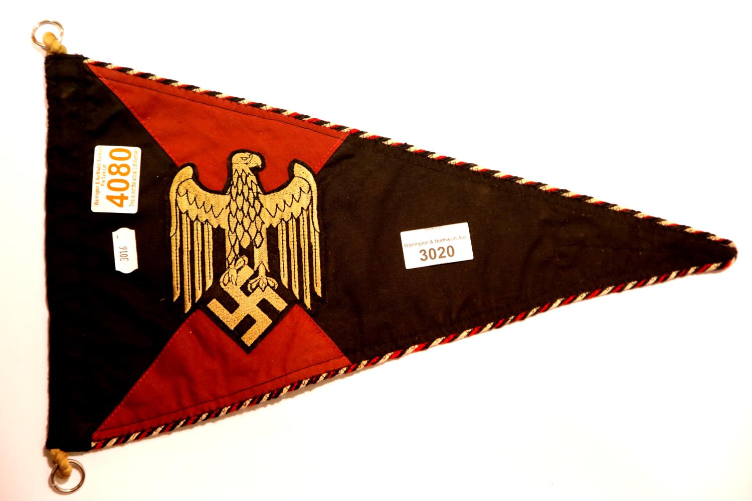 German WWII type Panzer pennant, L: 38 cm. P&P Group 1 (£14+VAT for the first lot and £1+VAT for