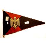 German WWII type Panzer pennant, L: 38 cm. P&P Group 1 (£14+VAT for the first lot and £1+VAT for