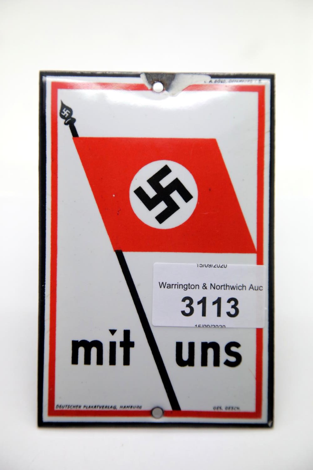 German Third Reich enamelled metal plaque, 12 x 8 cm. P&P Group 1 (£14+VAT for the first lot and £