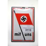 German Third Reich enamelled metal plaque, 12 x 8 cm. P&P Group 1 (£14+VAT for the first lot and £