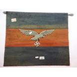 German WWII type Luftwaffe banner with chrome pole, 51 x 44 cm. P&P Group 1 (£14+VAT for the first