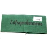 German WWII type Auxiliary Police green armband. P&P Group 1 (£14+VAT for the first lot and £1+VAT