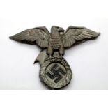 German WWII type pressed aluminium eagle, rough edged, removed from its mount, L: 13 cm. P&P Group 1