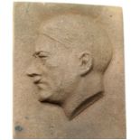 German Third Reich type cast brass relief profile of Adolf Hitler with easel stand, 8 x 6 cm. P&P