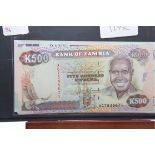 Six Zambia banknotes. P&P Group 1 (£14+VAT for the first lot and £1+VAT for subsequent lots)