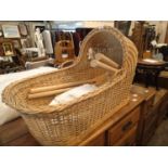 Vintage type wicker crib and stand. Not available for in-house P&P