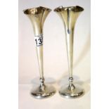 Pair of weighted hallmarked silver rose vases, H: 18 cm, 246g. P&P Group 2 (£18+VAT for the first