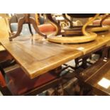 Oak draw leaf dining table with four chairs. Not available for in-house P&P.