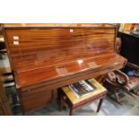 Walderman German contemporary upright piano in high gloss flame mahogany L: 147 cm, with height
