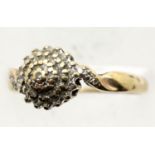 9ct gold and diamond set ring, size N, 2.4g. P&P Group 1 (£14+VAT for the first lot and £1+VAT for