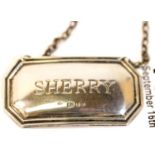 Sterling silver 1980 Sherry decanter label. P&P Group 1 (£14+VAT for the first lot and £1+VAT for