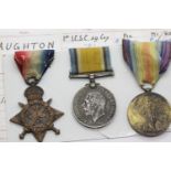 British WWI trio to M1-08025 SJT J Aughton ASC. P&P Group 1 (£14+VAT for the first lot and £1+VAT