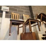 Two modern oak upholstered dining chairs. Not available for in-house P&P