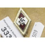 German Third Reich type Hitler Youth enamelled badge in fitted box marked RZ BM/122. P&P Group 1 (£