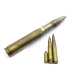 20mm anti-aircraft round and three further rounds, all INERT. P&P Group 2 (£18+VAT for the first lot
