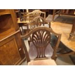 Three antique mahogany dining chairs. Not available for in-house P&P.