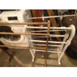 Two towel rails, one wood one stainless steel. Not available for in-house P&P