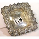 Silver square dish, W: 13 cm, 74g. P&P Group 2 (£18+VAT for the first lot and £3+VAT for