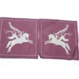 British pair of cloth division patches, unused, 'Pegasus'. P&P Group 1 (£14+VAT for the first lot