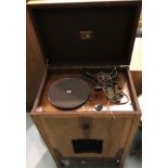 Vintage Art Deco HMV record player and radio gram with bakelite fittings. Not available for in-house
