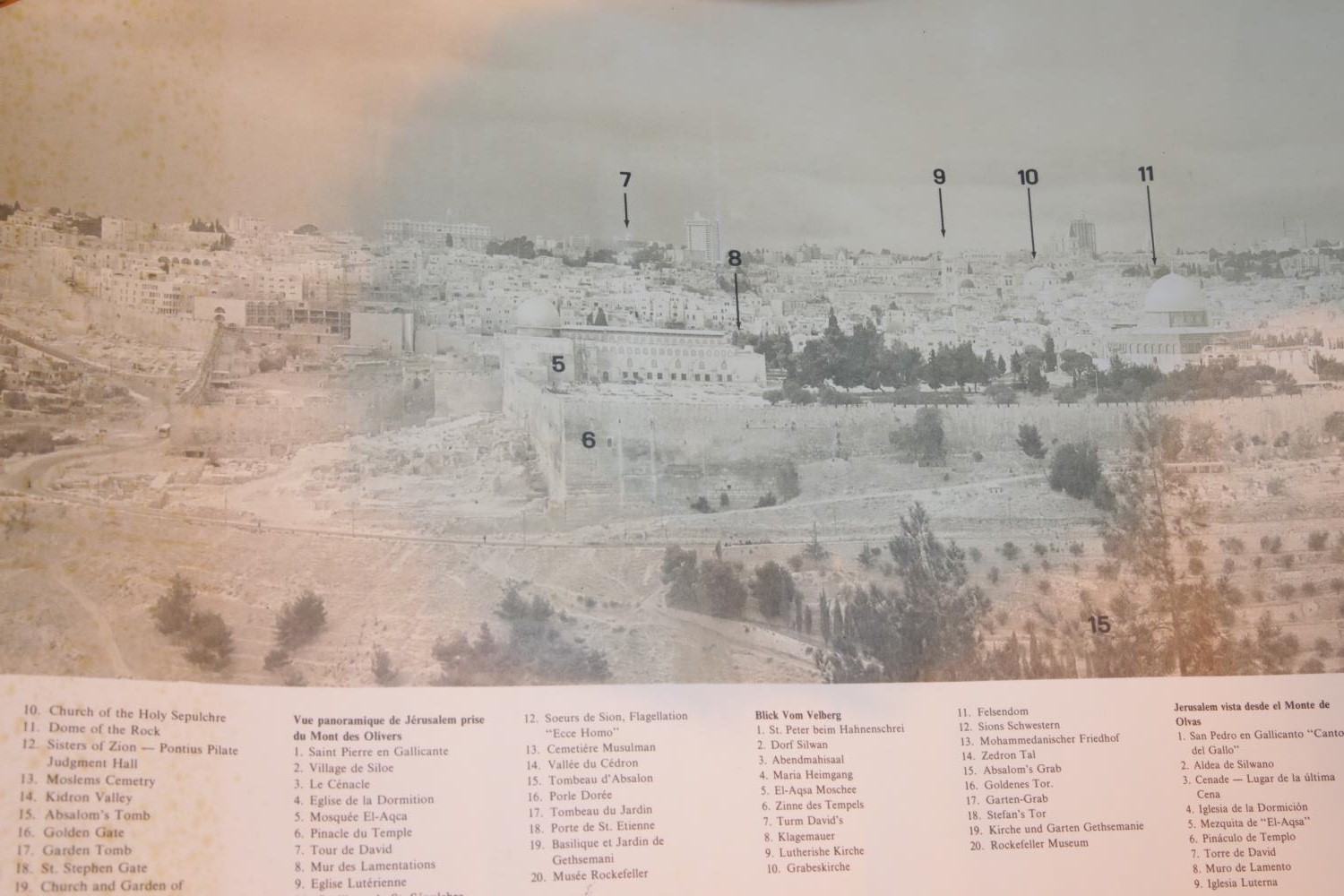 Scroll of pictures & map of Jerusalem, as seen from the Mount of Olives; double sided. Not available