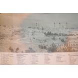 Scroll of pictures & map of Jerusalem, as seen from the Mount of Olives; double sided. Not available