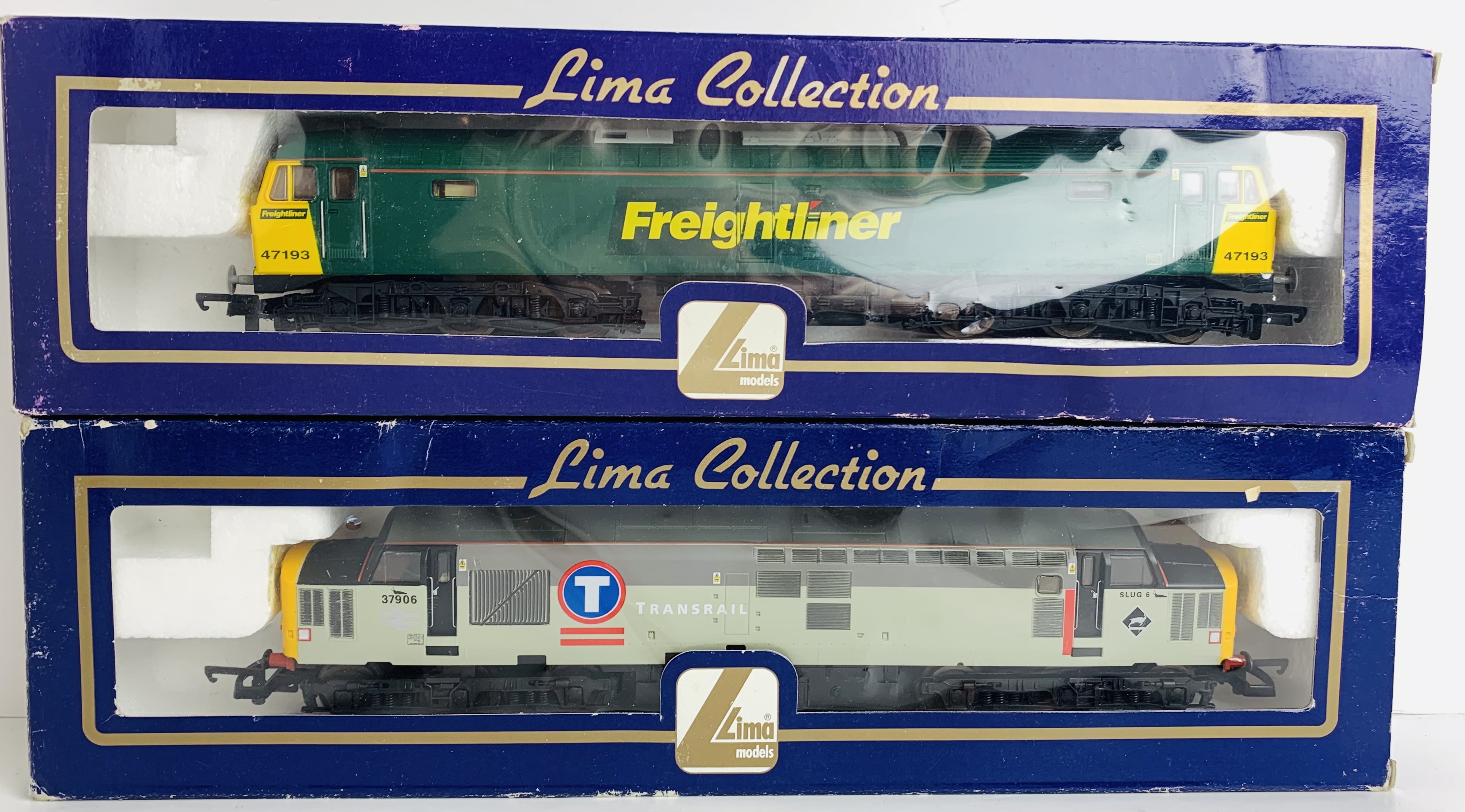 2x Lima OO Gauge Locomotives - 1x Class 47 193 Freightliner, 1x Class 37 906 Slug 6 Transrail -