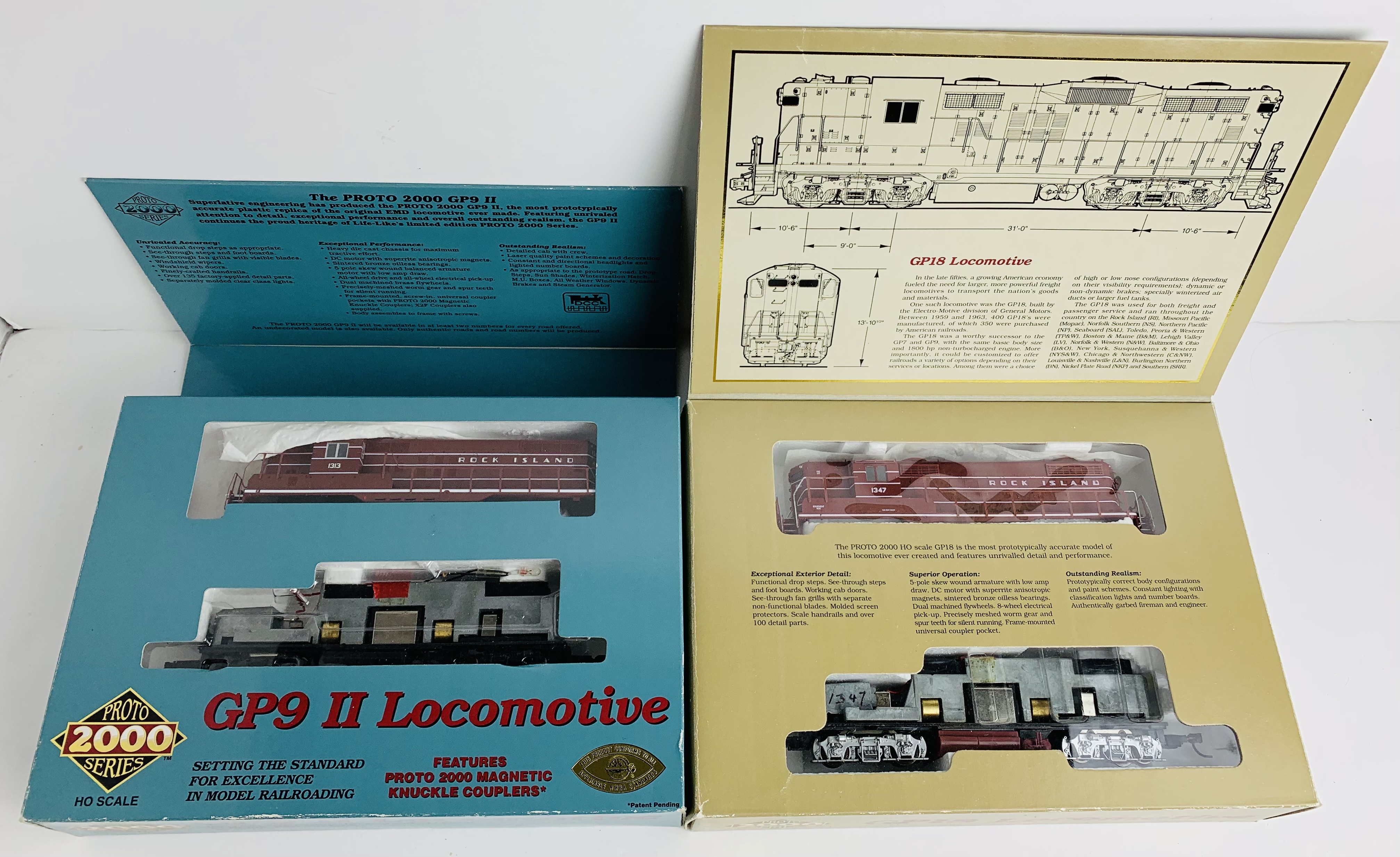 2x Proto 2000 Series HO Locomotives - GP18 Rock Island & GP9 CRI&P - Boxd. P&P Group 3 (£25+VAT