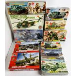 12x Airfix Model Kits - Including Army Tanks, Figures, Helicopters etc - Contents Unchecked - But
