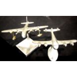 Two model metal aircraft on stands. Not available for in-house P&P.