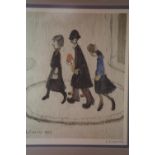 Laurence Stephen Lowry (1887-1976) print, The Family, with gallery blind stamp, 21 x 26 cm. Not