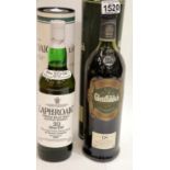 Boxed 70cl bottles of Laphroaig 10 years old and Glenfiddich 18 years old whisky. P&P Group 2 (£18+
