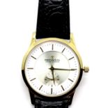 Gents gold plated Dreyfuss wristwatch on leather strap. P&P Group 1 (£14+VAT for the first lot