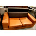 *** WITHDRAWN *** Modern faux leather two seater settee (folds flat), L: 167 cm. Not