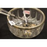 1935 glass bowl with plated rim servers. Not available for in-house P&P.