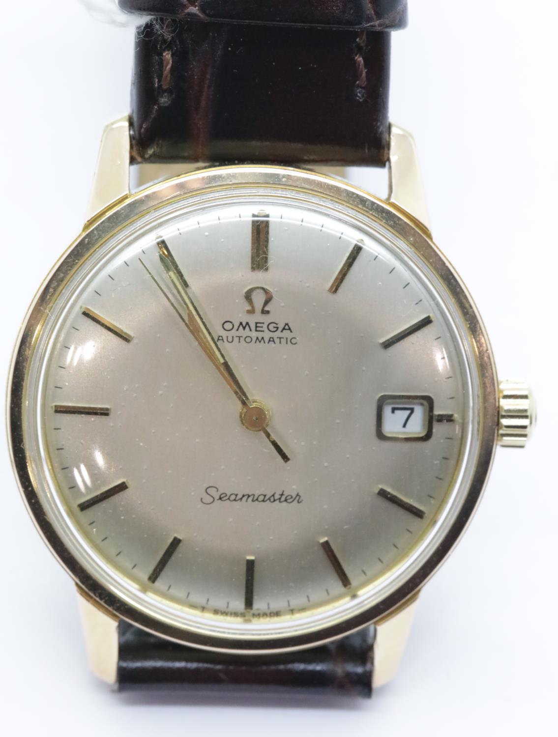 Vintage Omega Automatic Seamaster gents wristwatch c1966, gold plated with silver dial. P&P Group