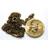 9ct gold St Christopher medal on a 9ct gold chain, 6.4g. P&P Group 1 (£14+VAT for the first lot