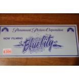 Paramount Pictures filming card for the Blue City movie 18 x 40 cm. P&P Group 1 (£14+VAT for the