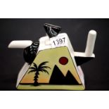 Lorna Bailey wedge Pyramids teapot, H: 17 cm. P&P Group 2 (£18+VAT for the first lot and £3+VAT