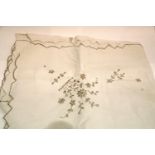 Antique large hand embroidered tablecloth c1890. P&P Group 2 (£18+VAT for the first lot and £3+VAT