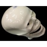 White ceramic decorative skull, H: 23 cm. P&P Group 2 (£18+VAT for the first lot and £3+VAT for