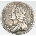 1757 - Silver Sixpence of King George II - Early milled coinage. P&P Group 1 (£14+VAT for the